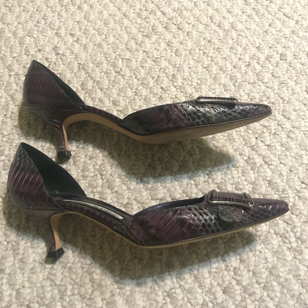 Manolo Blahnik Eu 38 Us 8 Purple Python Heels - image 4